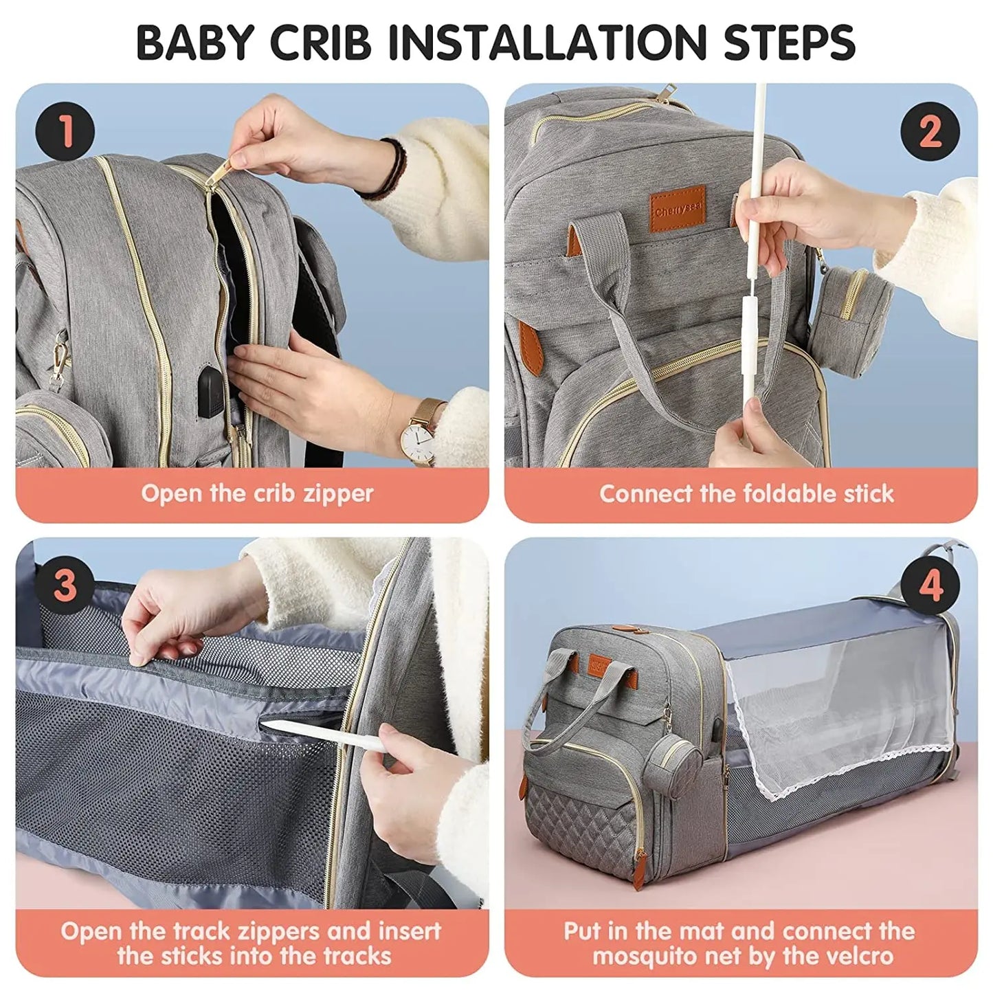 3-in-1 Diaper Bag & Baby Bed