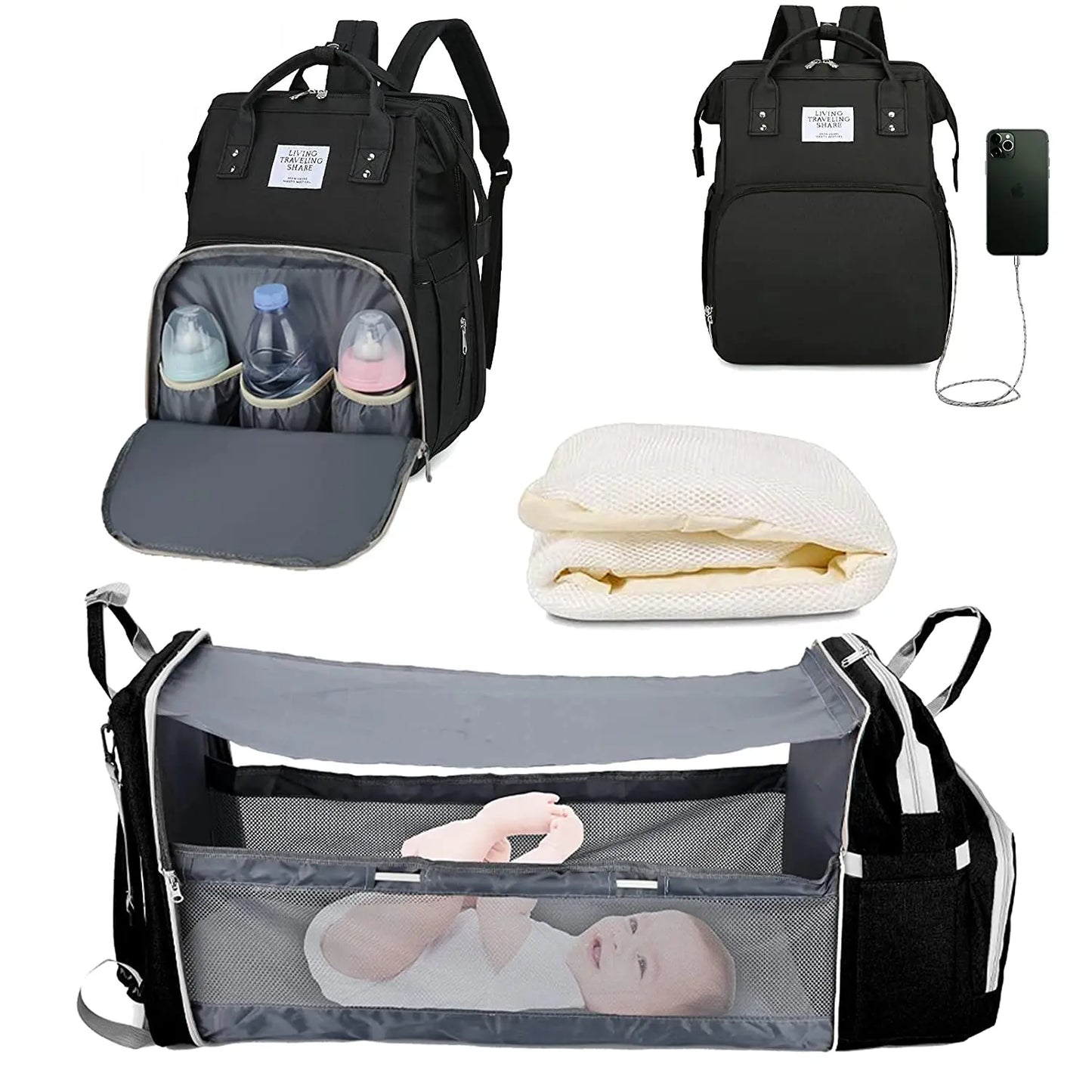 3-in-1 Diaper Bag & Baby Bed