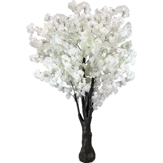 White Artificial Cherry Blossom Tree for Office or Home（6.5ft/2m, White）