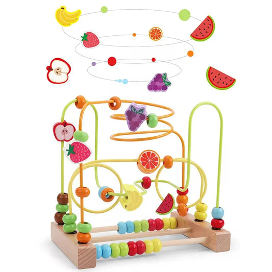 Montessori Wooden Roller Coaster Bead Maze for Toddlers