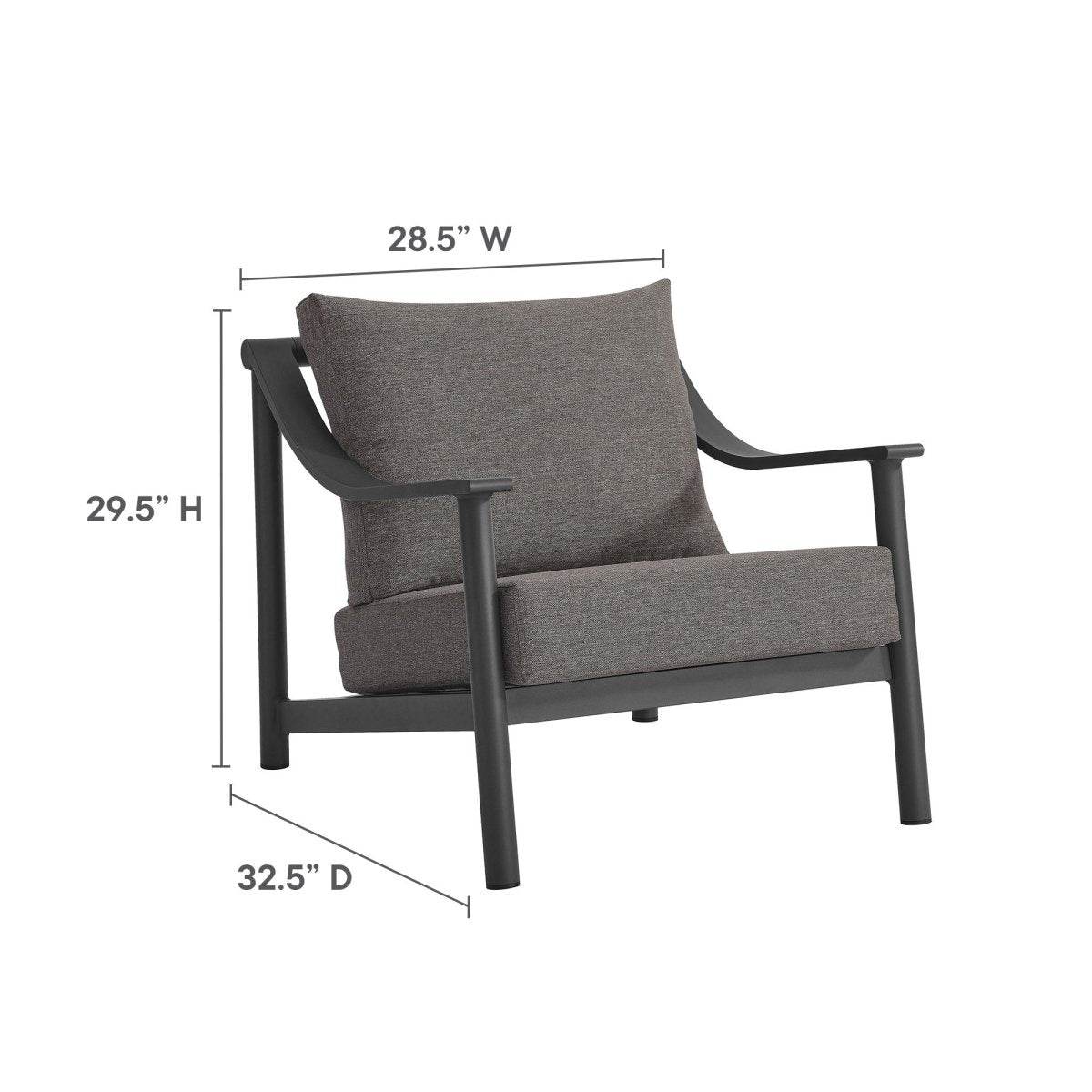 Terrace 4-Piece Outdoor Patio Aluminum Furniture Set in Carbon Graphite by Modway